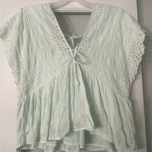 American Eagle Outfitters Mint Green Lace Blouse